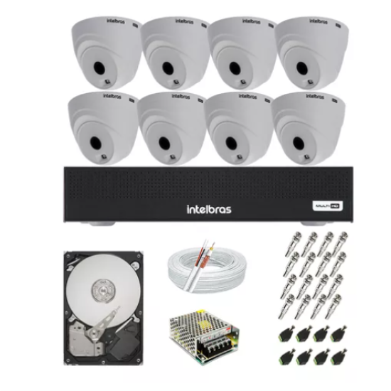 Kit 8 Câmeras Intelbras Multi Hd 1120d E Dvr 8 Canais Kit 8 Câmeras Intelbras Multi Hd 1120d E Dvr 8 Canais