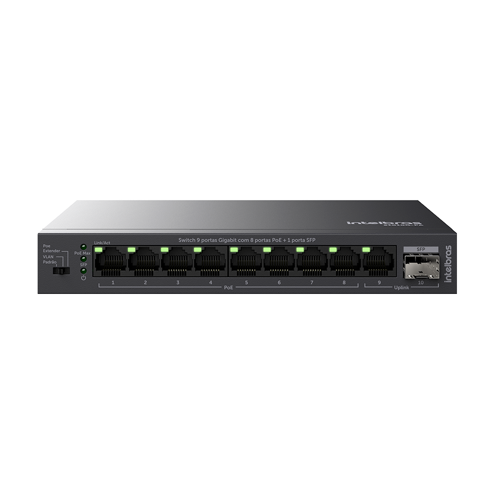 Switch 9 portas Gigab it Ethernet com 8 portas PoE - S1010G-PA