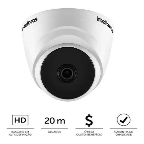 Kit Cftv 2 Câmeras Intelbras 1120 Dome E Dvr 4 Canais C/ Hd