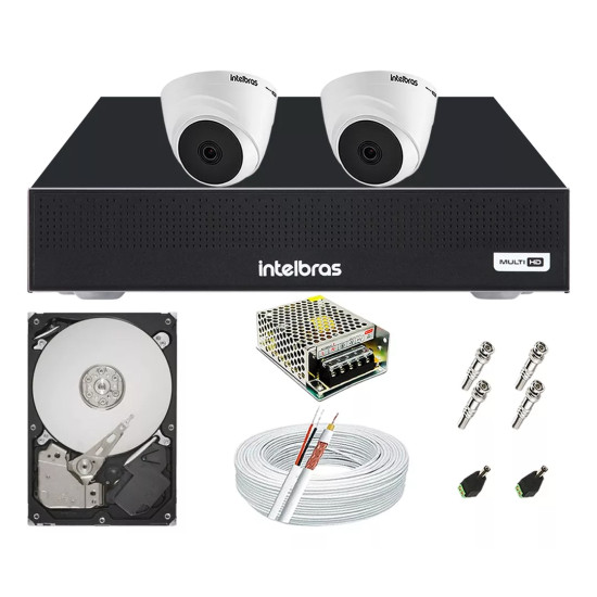 Kit Cftv 2 Câmeras Intelbras 1120 Dome E Dvr 4 Canais C/ Hd