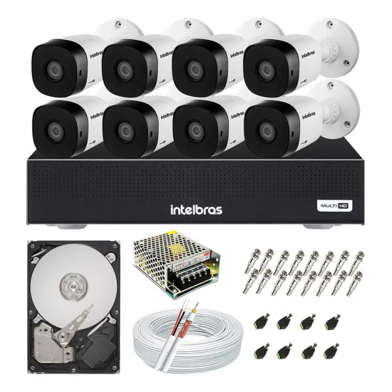 Kit 8 Câmeras Intelbras Multi Hd 1120b E Dvr 8 Canais Com Hd